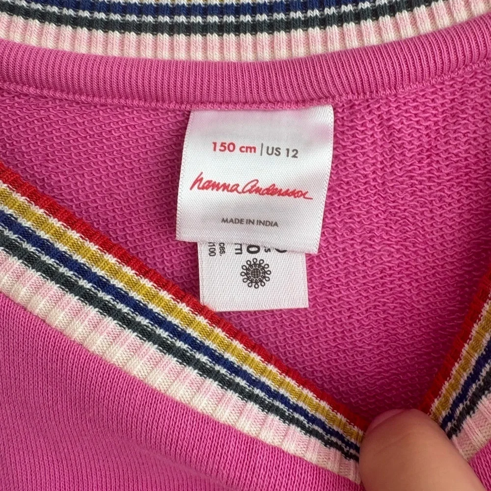Hanna Andersson pink rainbow cuffed long sleeve dress size 12